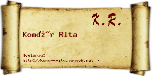 Komár Rita névjegykártya